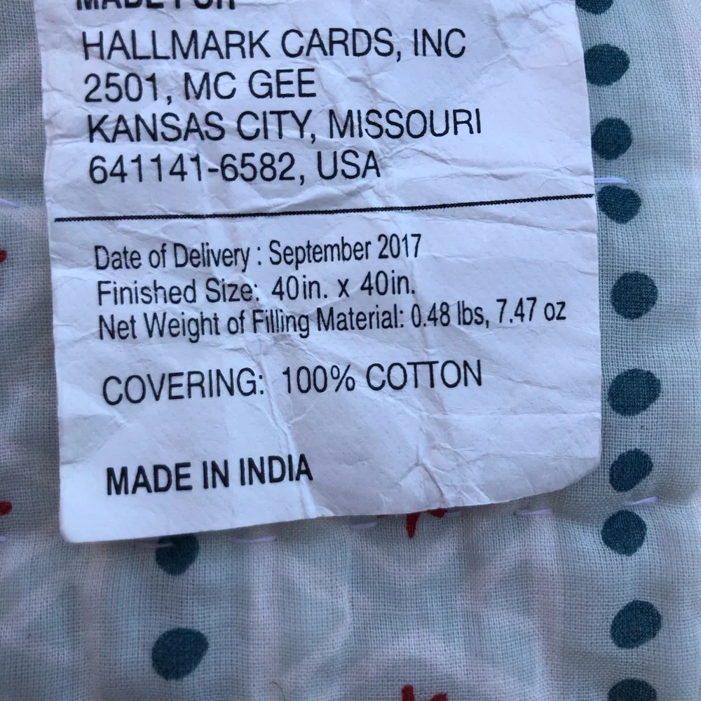 Hallmark Baby Cotton Made India Christmas Quilt Trow Decor “Even the smallest…..